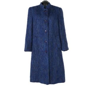 VTG Emily Wetherby Mohair Long Coat Women's 10 ~ Blue /Purple Fuzzy Cozy USA 60s